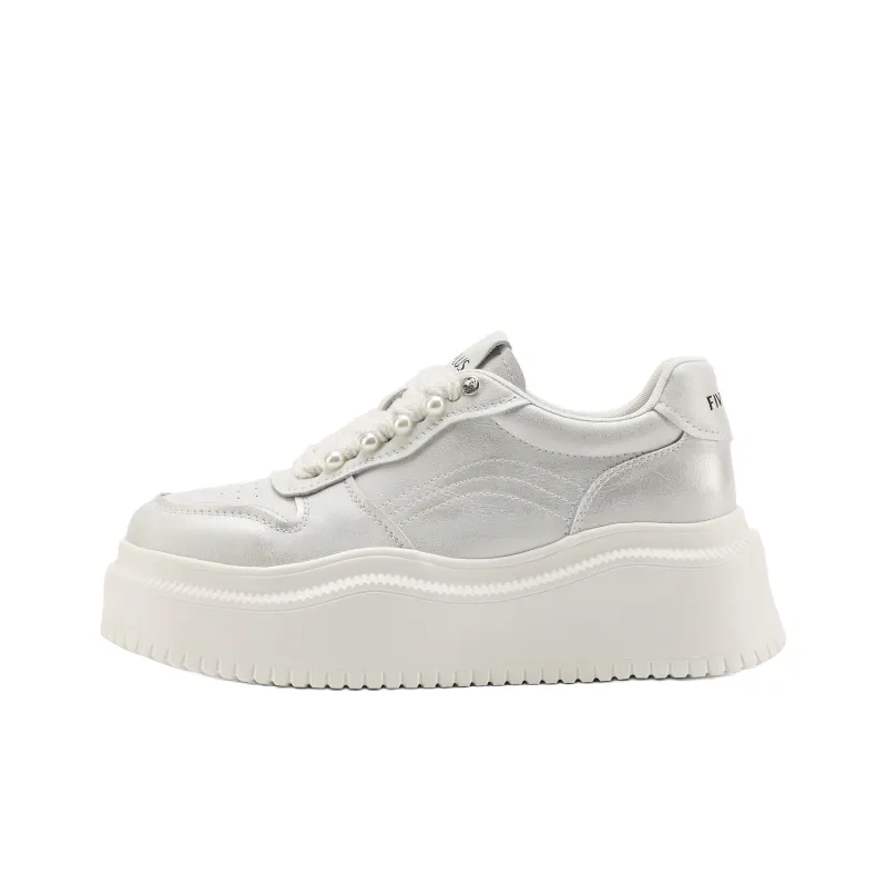 FIVE PLUS Anti Slip Wear Resistant Low Top Skateboard Shoes Women's Silver-0