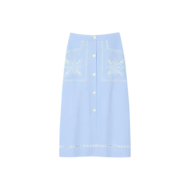 Sandro Casual Long Skirts Women's Sky Blue-0