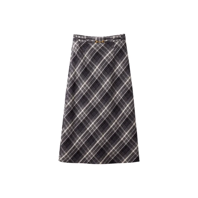 XIANGYING Casual Long Skirts Women's Gray-0