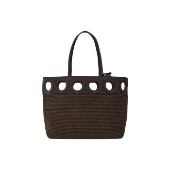 FERRAGAMO GANCINI Calfskin Tote Bag, Shopping Bag, Handbag, Shoulder Bag Large Size Women's Dark Brown