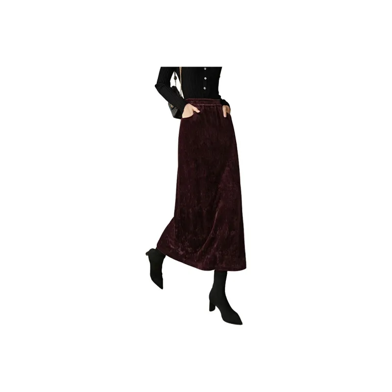 Late White Casual Long Skirt Women's-0