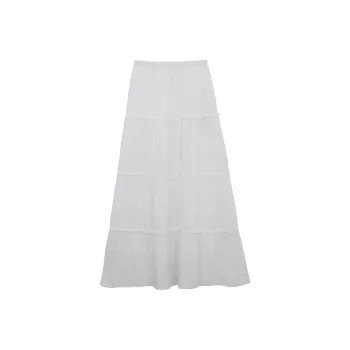 ETSE Casual Long Skirts Women's White