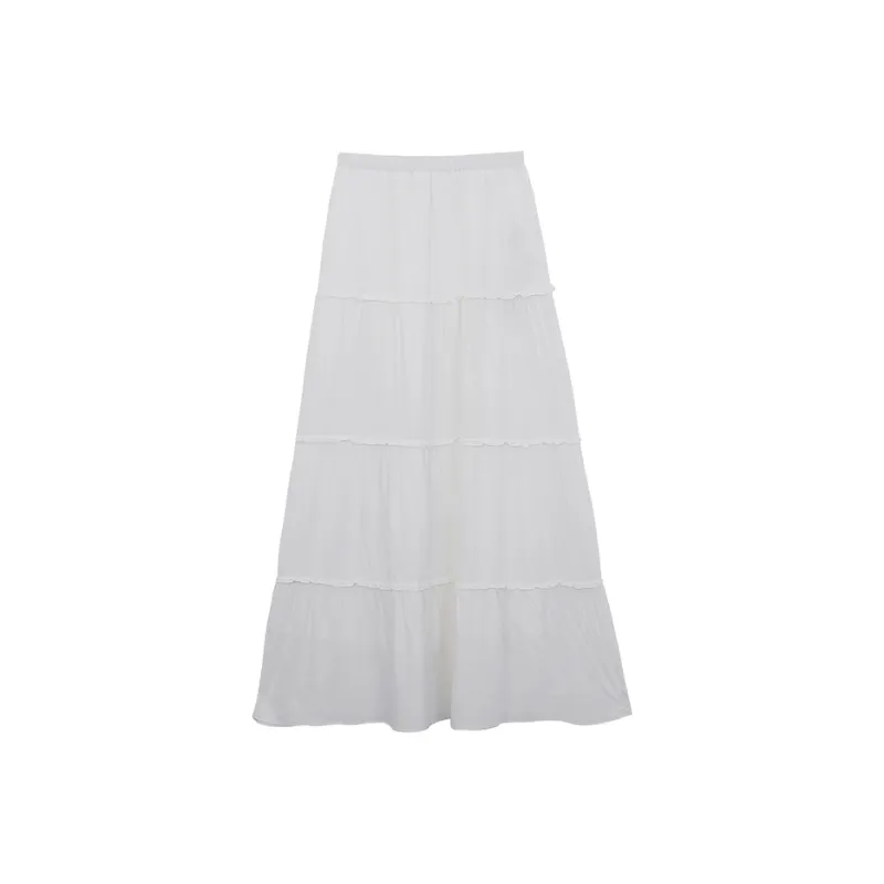 ETSE Casual Long Skirts Women's White-0