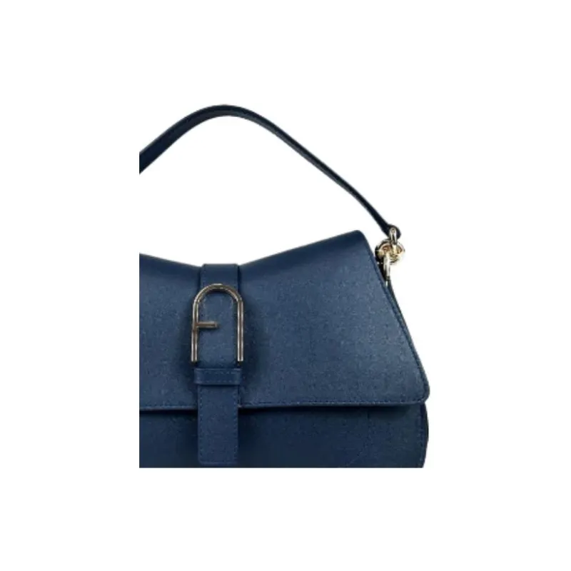 Furla Calfskin Shoulder Bag, Crossbody Bag, Handbag Medium Size Women's Dark Blue-3