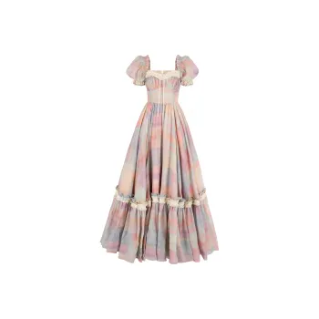 Selkie Collection SS24 Evening Dress Women's Multicolor Patchwork Print
