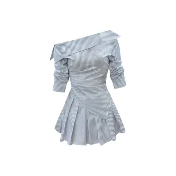 GLEE DIARY Skirt Set Women's Blue Stripes