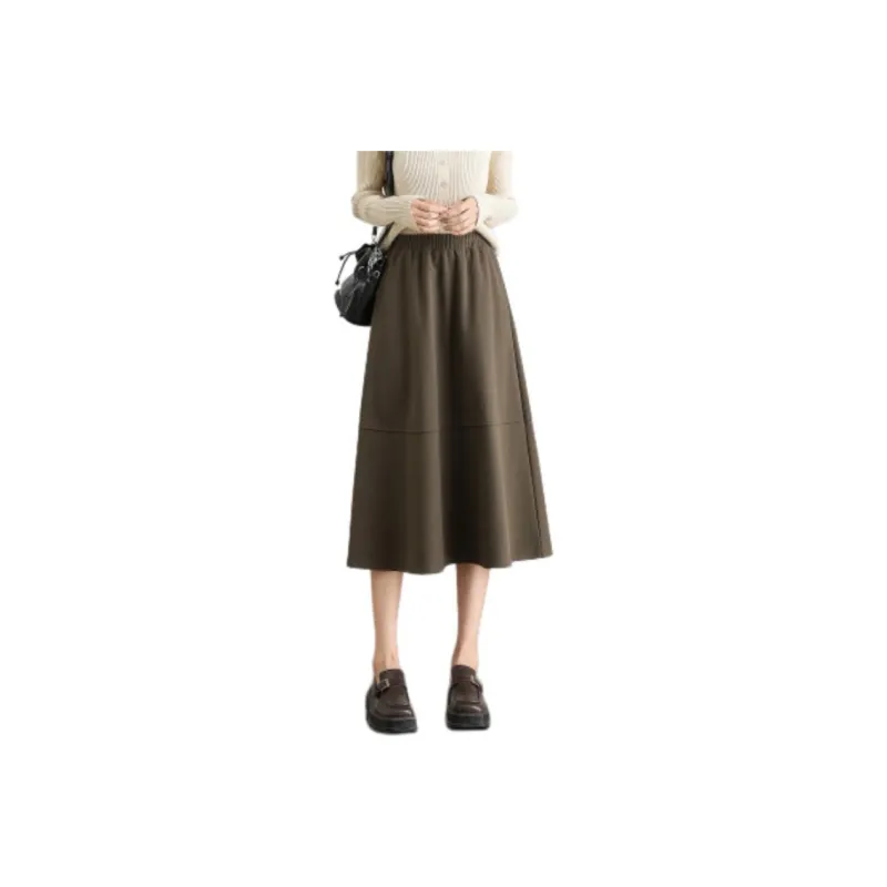 【dme】 Casual Long Skirts Women's Dark Brown-0