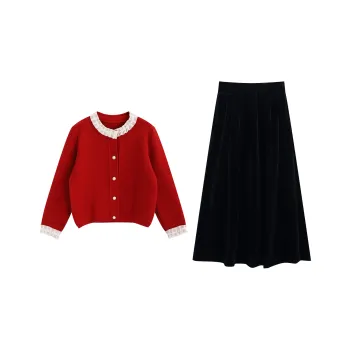 Garbege Skirt Set Women's Red Black