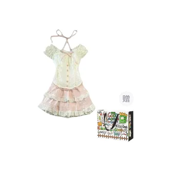 Dippanis Skirt Set Women's Apricot Top+Pink Skirt