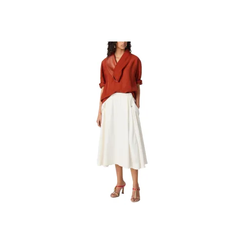 Bottega Veneta SS25 Casual Long Skirt Women's Chalk