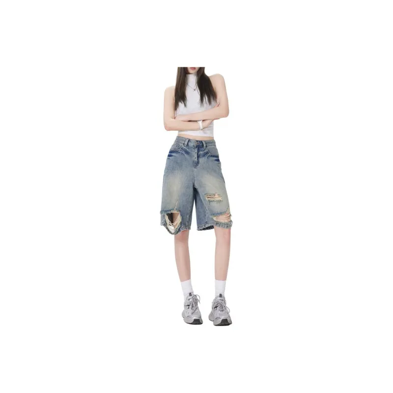 ZNZX Denim Shorts Women's Nostalgic Blue-0