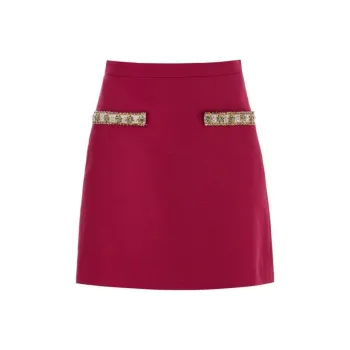 Valentino Crepe Couture Embellished Mini Skirt