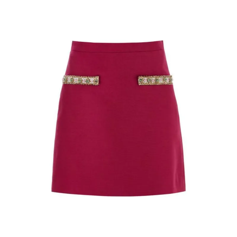 Valentino Crepe Couture Embellished Mini Skirt-0