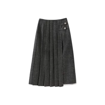 Miss Chipmunk Casual Long Skirts Women's Black Gray Color