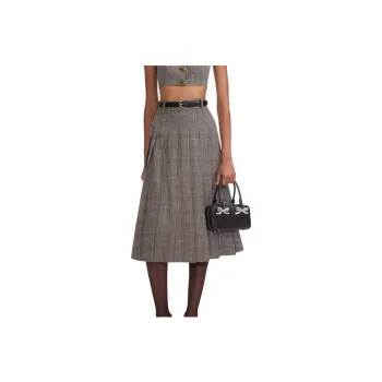Self portrait Check Pleated Midi Skirt
