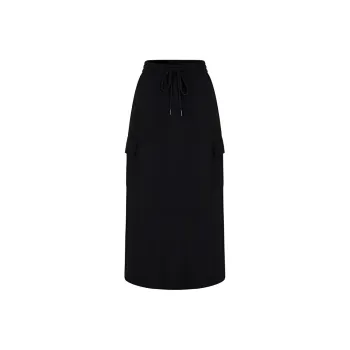 JZ. ANNAKRO Casual Long Skirt Women's Plain Black