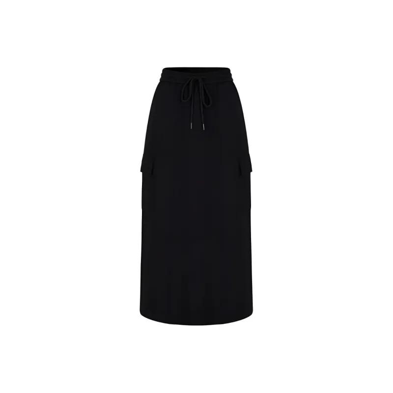 JZ. ANNAKRO Casual Long Skirt Women's Plain Black-0