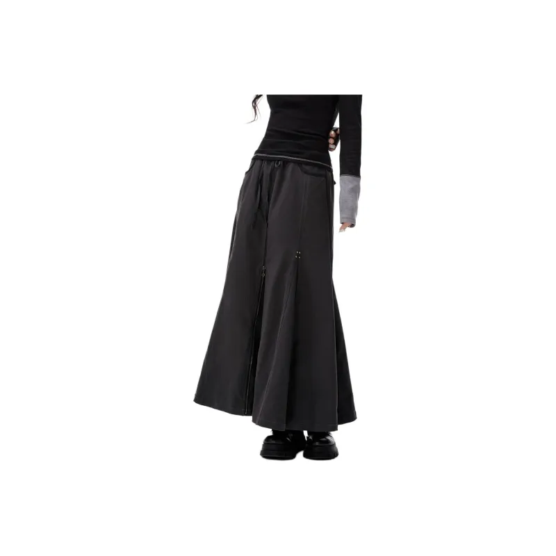 I'M ONE Casual Long Skirts Women's Medium Gray-0