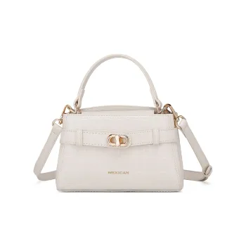 MEXICAN PU Handbag, One Shoulder, Crossbody Bag Women's Ecru/Silver/Black