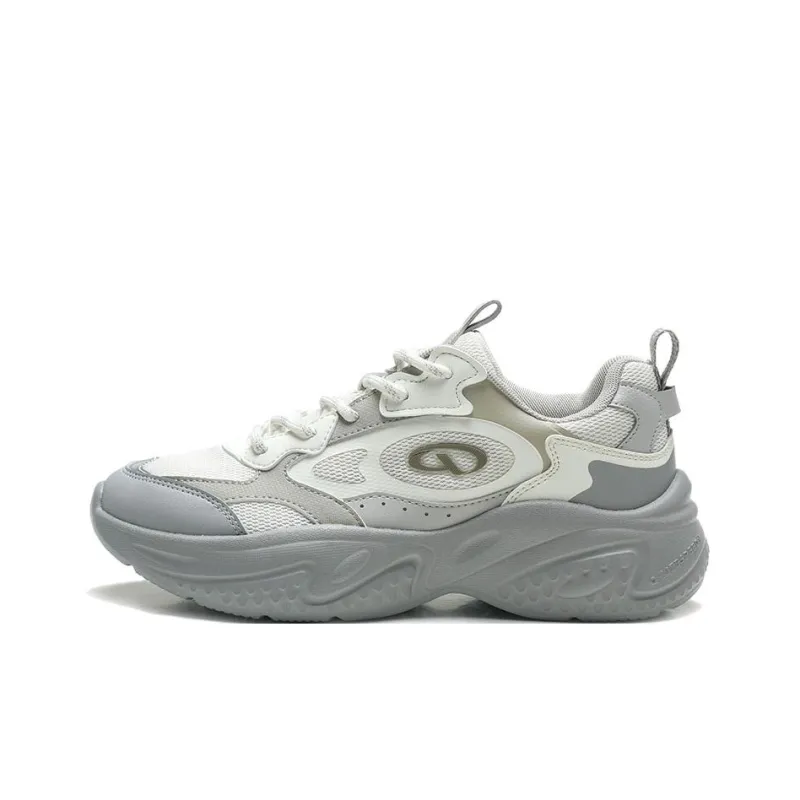 QIAODAN Anti Slip Wear Resistant Low Top Casual Shoes Women's White Gray-0