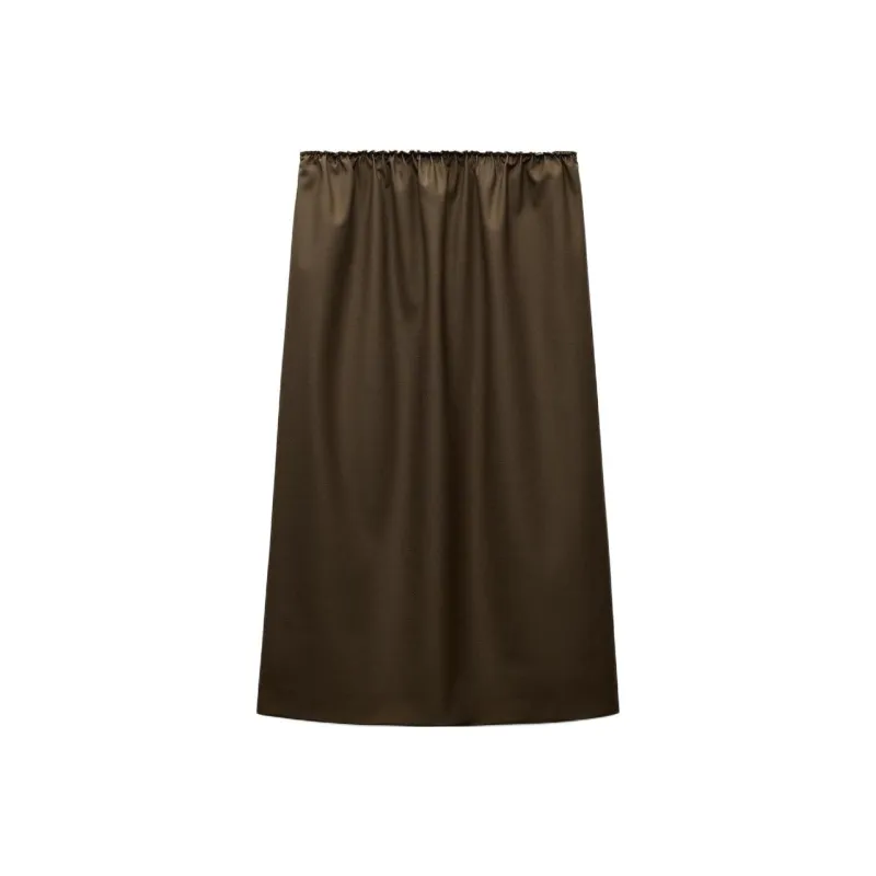 ZARA ZW Series Casual Long Skirt Women's Dark Khaki-0