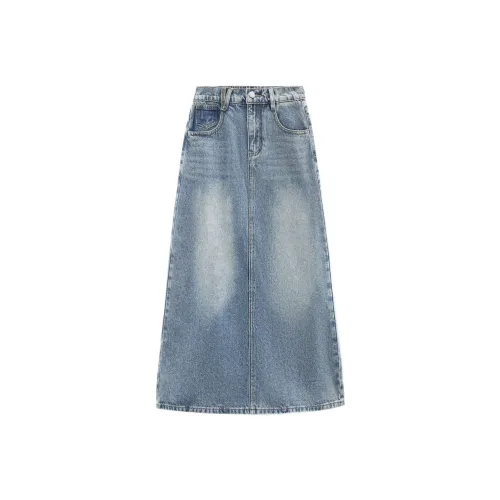 A Paradise For Awakening Casual Long Skirt Women's Vintage Blue