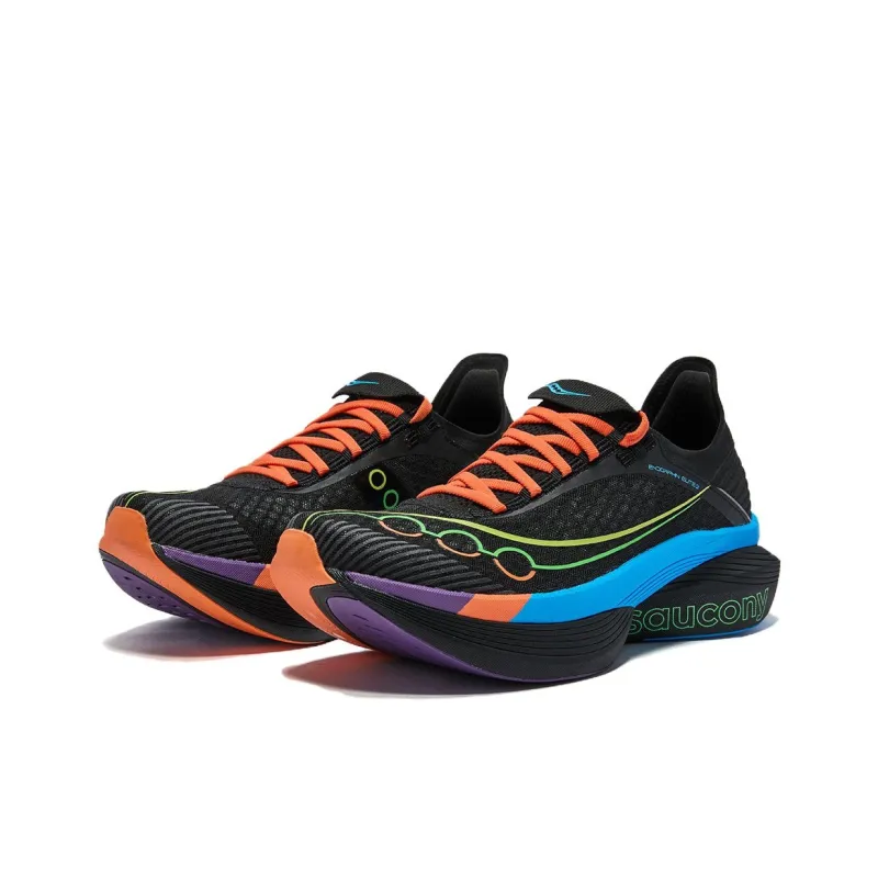 Saucony ENDORPHIN ELITE 2 Cushioning, Wear Resistant Low Top Running Shoes Unisex Black Orange FUTURE BLACK-2