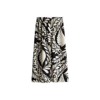 H&M Casual Long Skirt Women's Black/Pattern