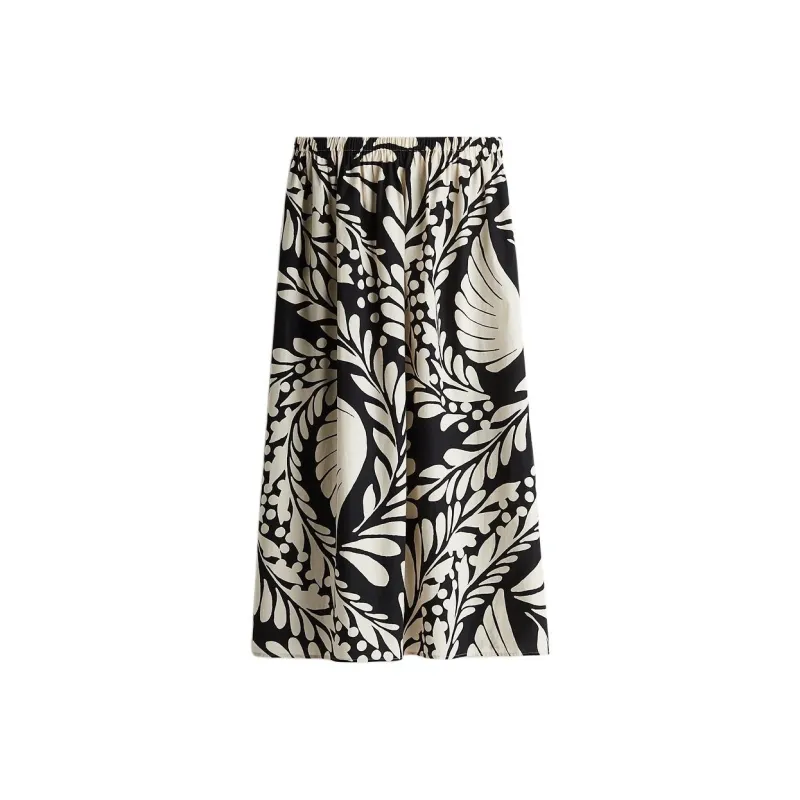 H&M Casual Long Skirt Women's Black/Pattern-0