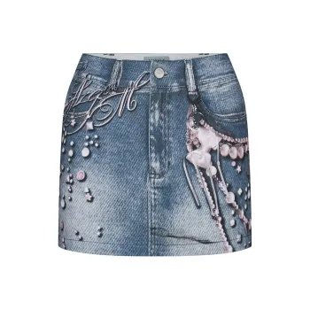 AZEPAM Denim Short Skirts Women's Blue