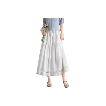 Shavani Casual Long Skirt Women's White