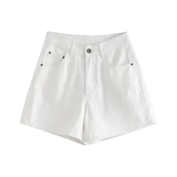 Initial Language Denim Shorts Women's White