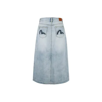 EVISU 2025 Summer Casual Long Skirt Women's Denim Blue