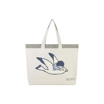 POP MART HIRONO Fabric Tote Bag, Shopping Bag, Shoulder Bag Unisex Beige
