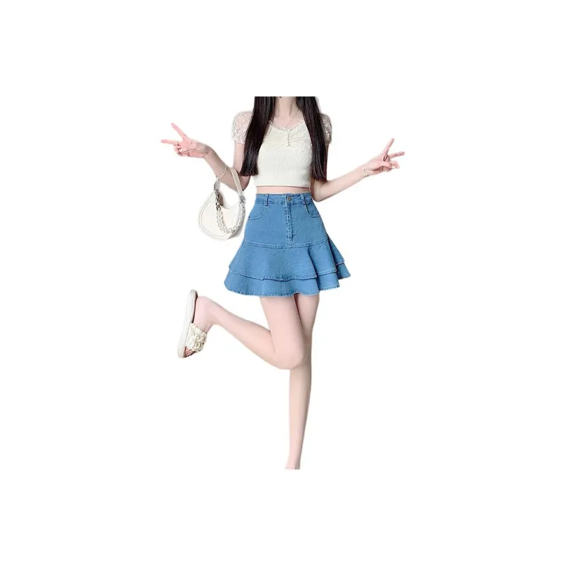 Si Bei'er Denim Short Skirts Women's-3