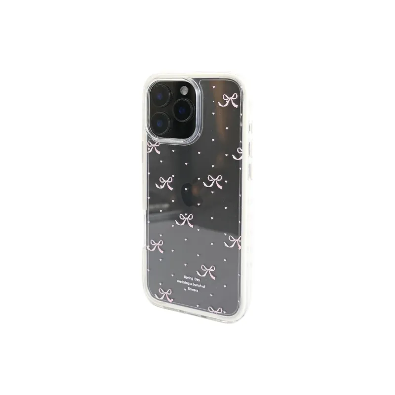 Wei Xin Acrylic Material Pink Heart Bowknot Phone Cases Compatible With IPhone 16/15 Pro Max/Apple 13/14 Pro/Max-2