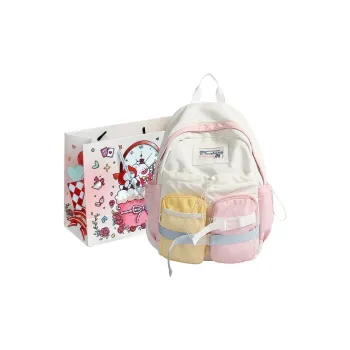 MOM'S HELPER Nylon Fabric Backpack Women's Pink/Blue