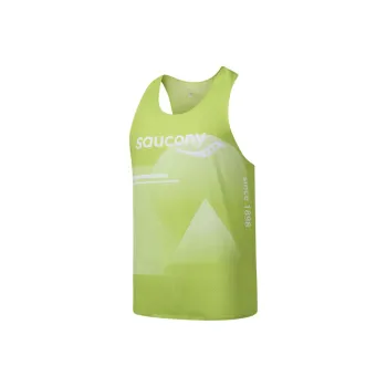 Saucony Tank Top Unisex Geometric Yellow Green Combo