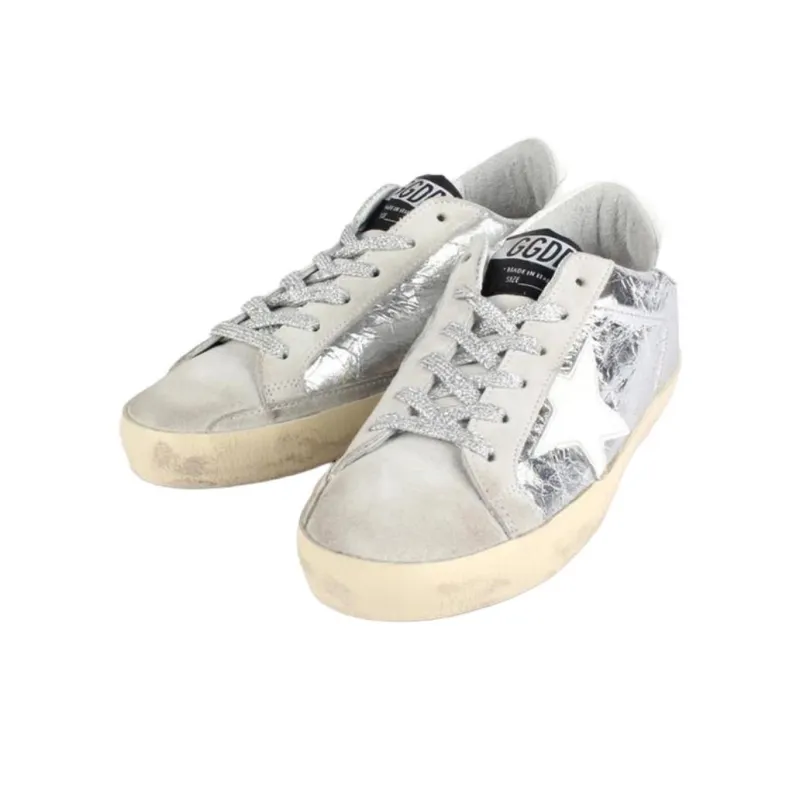 Golden Goose Low Top Skateboard Shoes Women's Silver-2