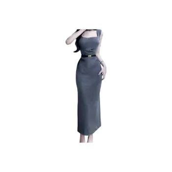 AFGGD Sleeveless Dresses Women's Gray