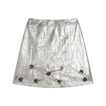 Ouyang Leather Short Skirts Women's Silver