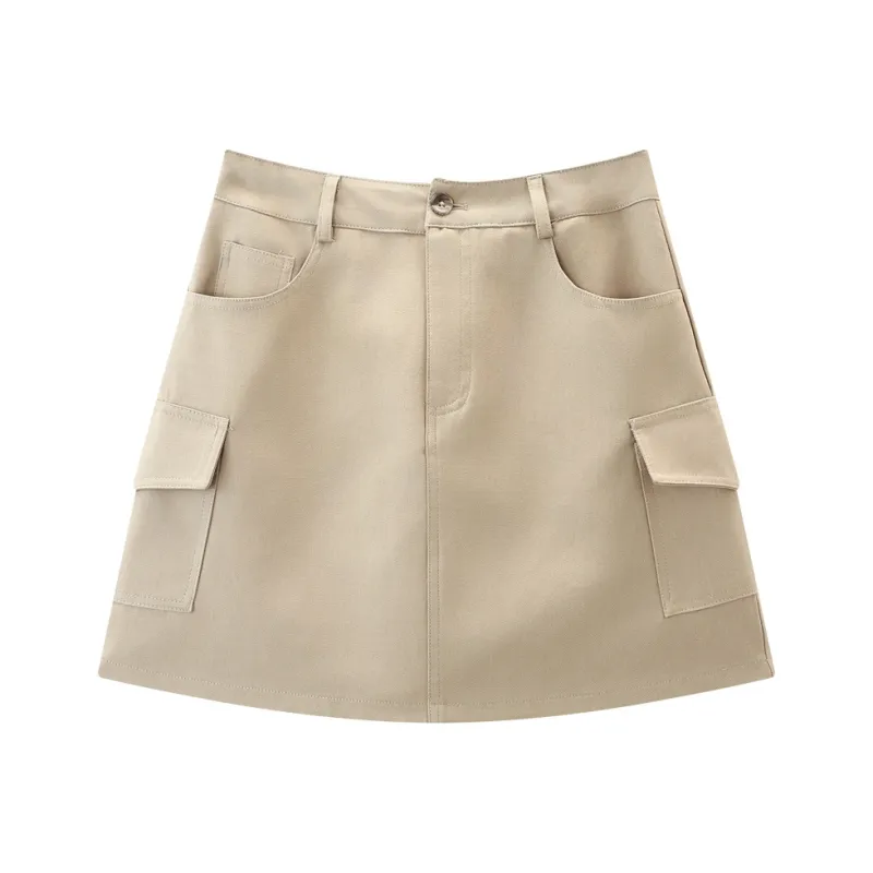 KUHNMARVIN Cargo Short Skirts Women's Khaki-0
