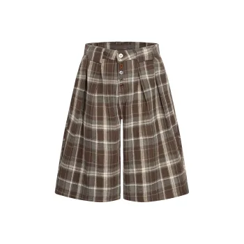 GBXM Casual Shorts Unisex Brown Plaid