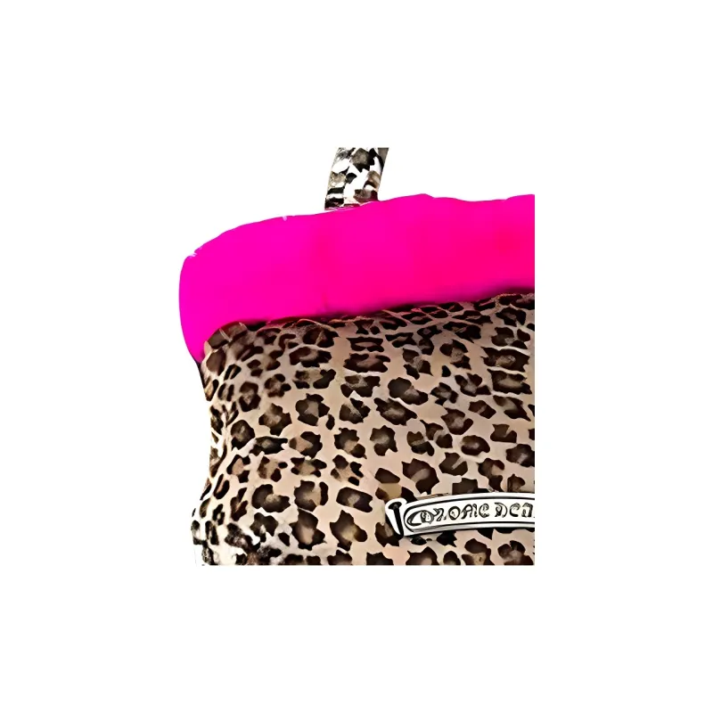 Chrome Hearts Leather Tote Bag Shopping Bag Handheld Bag Handbag Women's Brown/Fuchsia-3