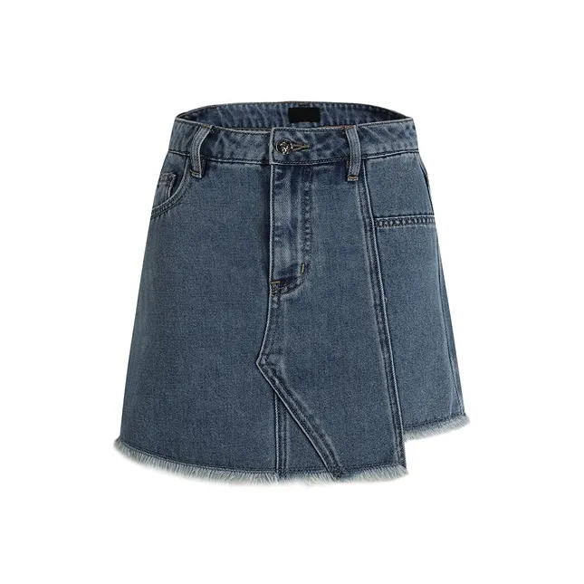 LIUREGALI Denim Short Skirts Women's Light Blue-0