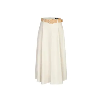 URBAN REVIVO Casual Long Skirt Women's Ecru