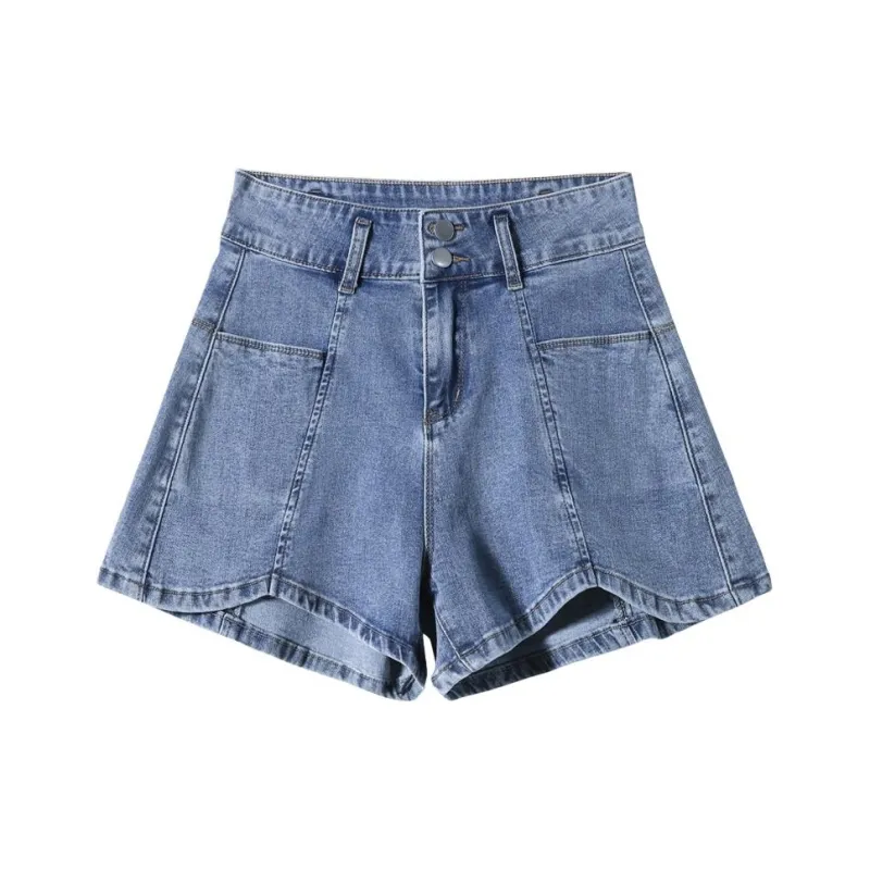 FAWENXIANGZI Denim Shorts Women's Vintage Blue-0