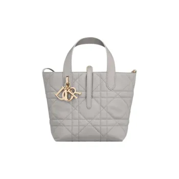 DIOR Toujours Calfskin One Shoulder Handbag Trumpets Women's Gray