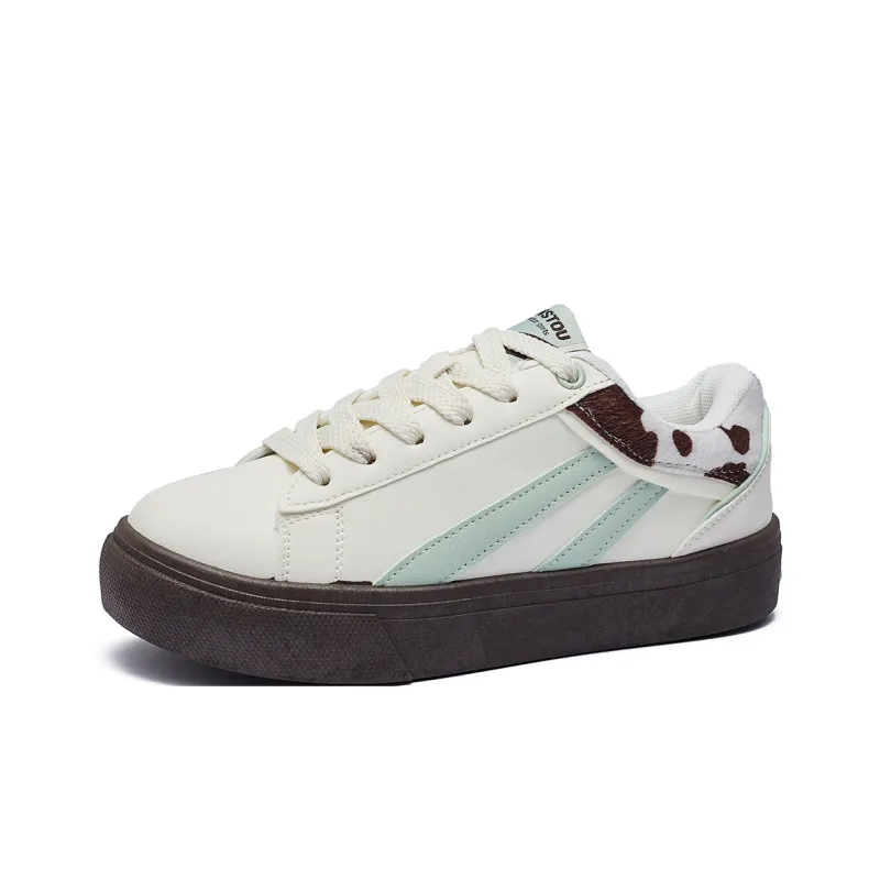 VKOI 1999 Slip Resistant, Abrasion Resistant, And Balanced Low Top Skateboard Shoes Women's Milk Cream-4