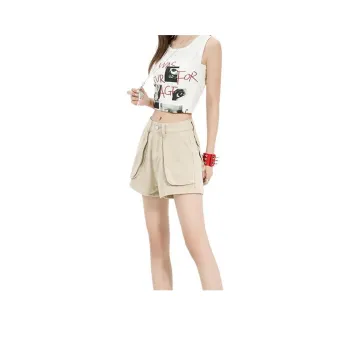 HELEH Denim Shorts Women's Creamy Apricot